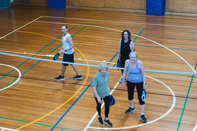 Pickleball sports comp in the indoor stadium at Cook + Phillip Park Pool