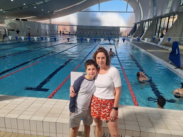 Learn to Swim participant Rory and his Mother Sue at Ian Thorpe Aquatic Centre