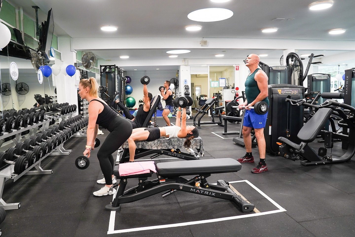 Gym floor in the fitness centre at Victoria Park Pool