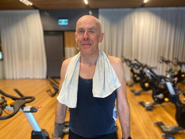 360 member Richard in his happy place in the cycle group fitness studio at Gunyama Park Aquatic and Recreation Centre