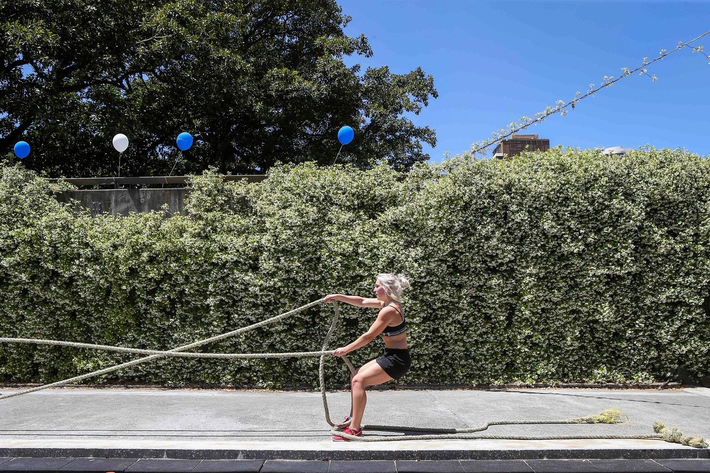 Air Gym at Cook + Phillip Park Pool, outdoor fitness area 